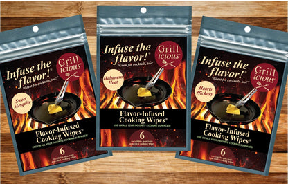 Grillicious Flavor-Infused Cooking Wipes® - CHOOSE YOUR FLAVOR - Order (3) and shipping is FREE!