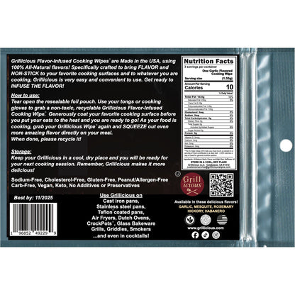 Grillicious SAVORY GARLIC Flavor-Infused Cooking Wipes® - Order (3) and shipping is FREE!