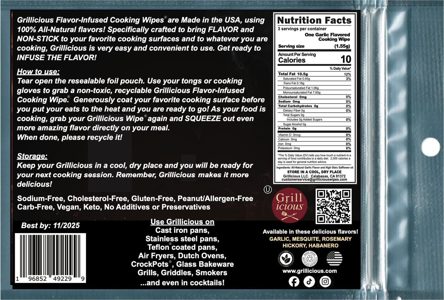 Grillicious Flavor-Infused Cooking Wipes® - Order (3) and shipping is FREE!