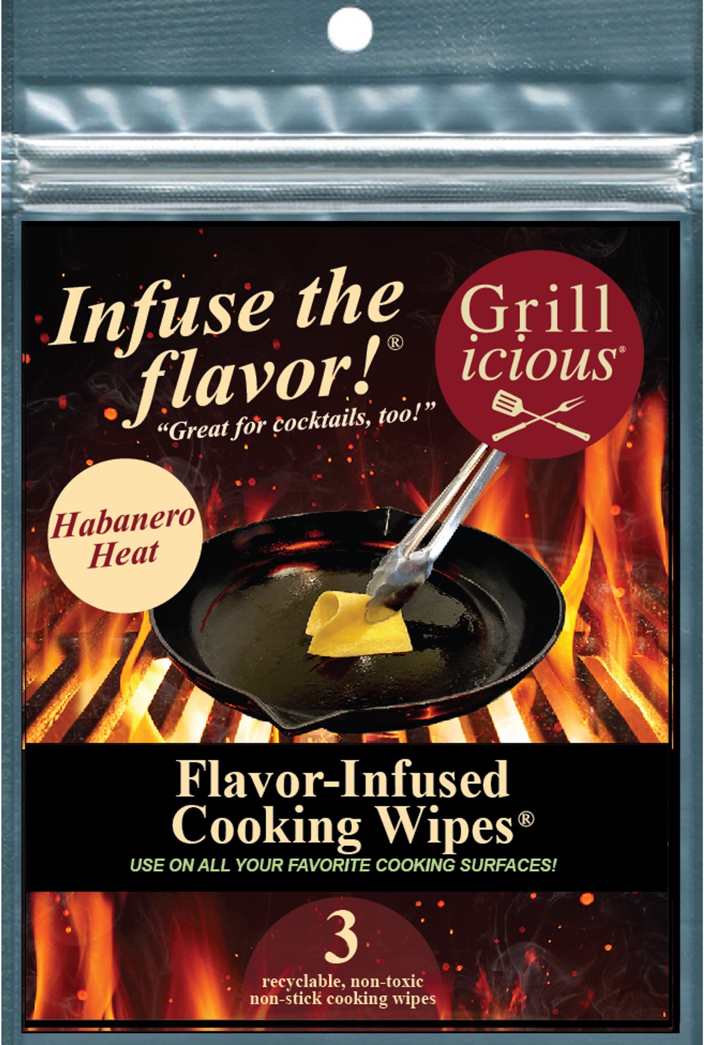 Grillicious HABANERO HEAT Flavor-Infused Cooking Wipes® - Order (3) and shipping is FREE!